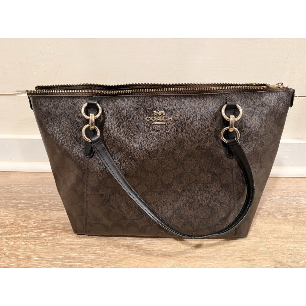 COACH Ava Women's Signature Tote Handbag - Brown/Black Authentic Coach Tote Bag